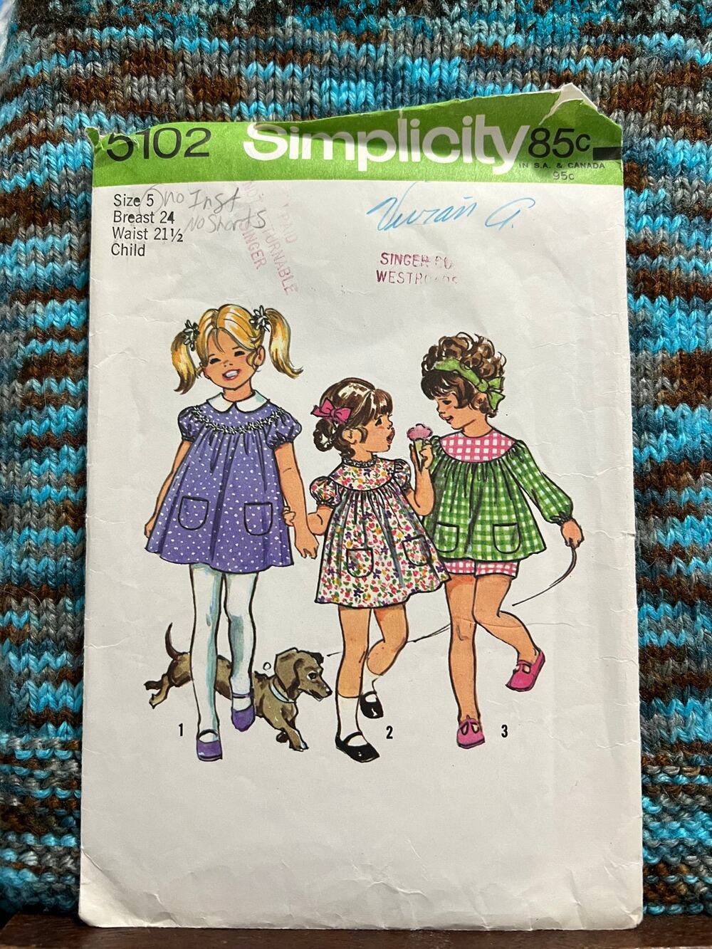 Simplicity 5102 Sewing pattern Girls babydoll dress Aline size 5